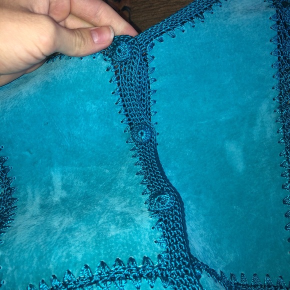 SMH BOUTIQUE LEATHER JACKET BOHO CROCHET SZ S - Picture 7 of 8